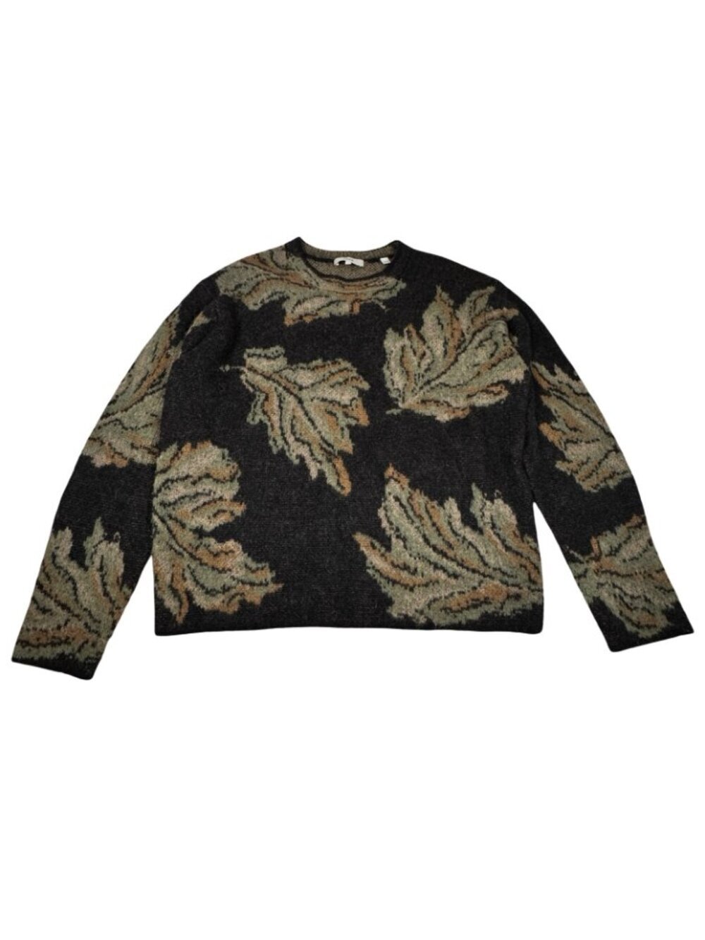 Vince Alpaca Blend Leaf Jacquard Sweater Sz S Oversized Boho